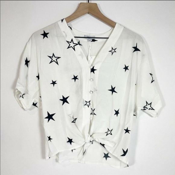 ❤️ Rails Thea Stellar Top White Button Tie Front Size XS NWT